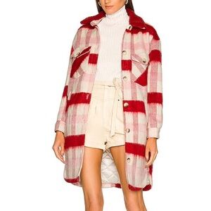Blank NYC Red and White Plaid Coat